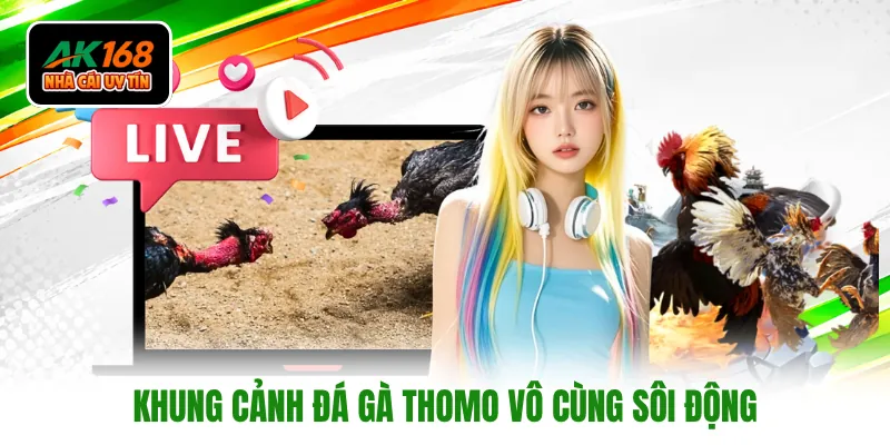 Khung cảnh đá gà thomo vô cùng sôi động